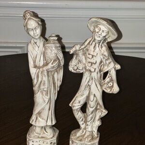 Unique Chine Figurines Man & Woman 11 inch high